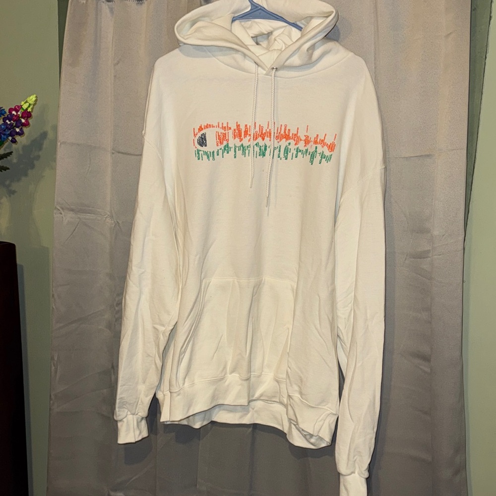 Champion White Hoodie with Colorful Graphic